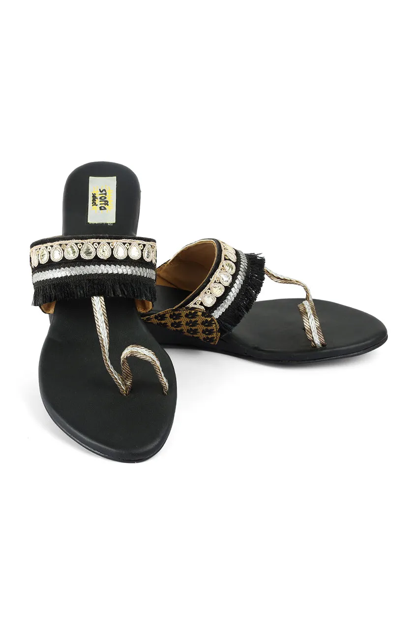 Border Tassel 1" Flats Black