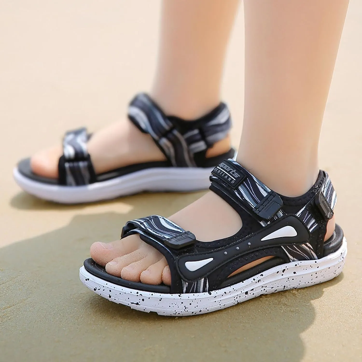 Boys' Sandals Kids Summer Fashion Open-toe Casual Shoes Adjustable Printed Straps Lightweight Outdoor Beach Sandals