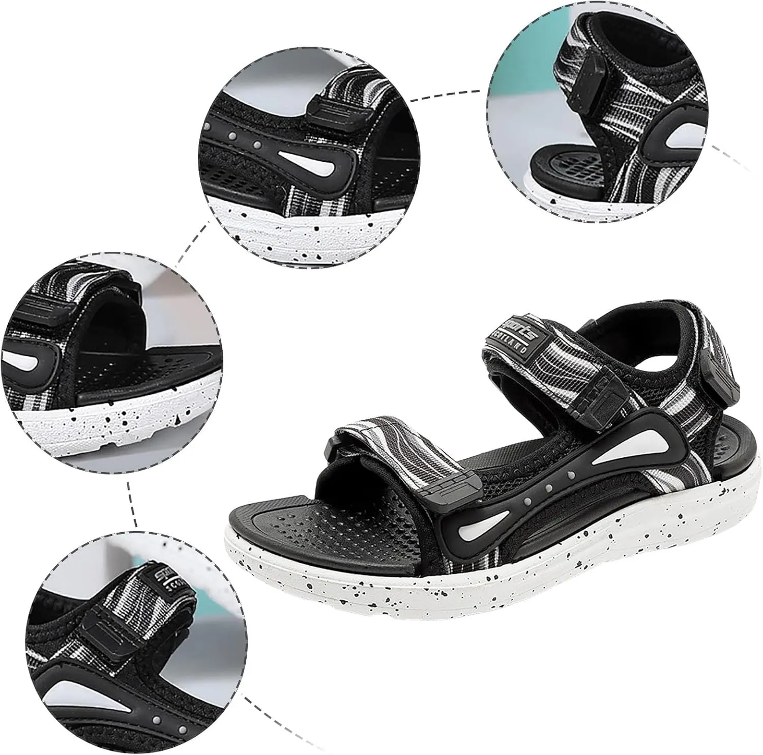 Boys' Sandals Kids Summer Fashion Open-toe Casual Shoes Adjustable Printed Straps Lightweight Outdoor Beach Sandals