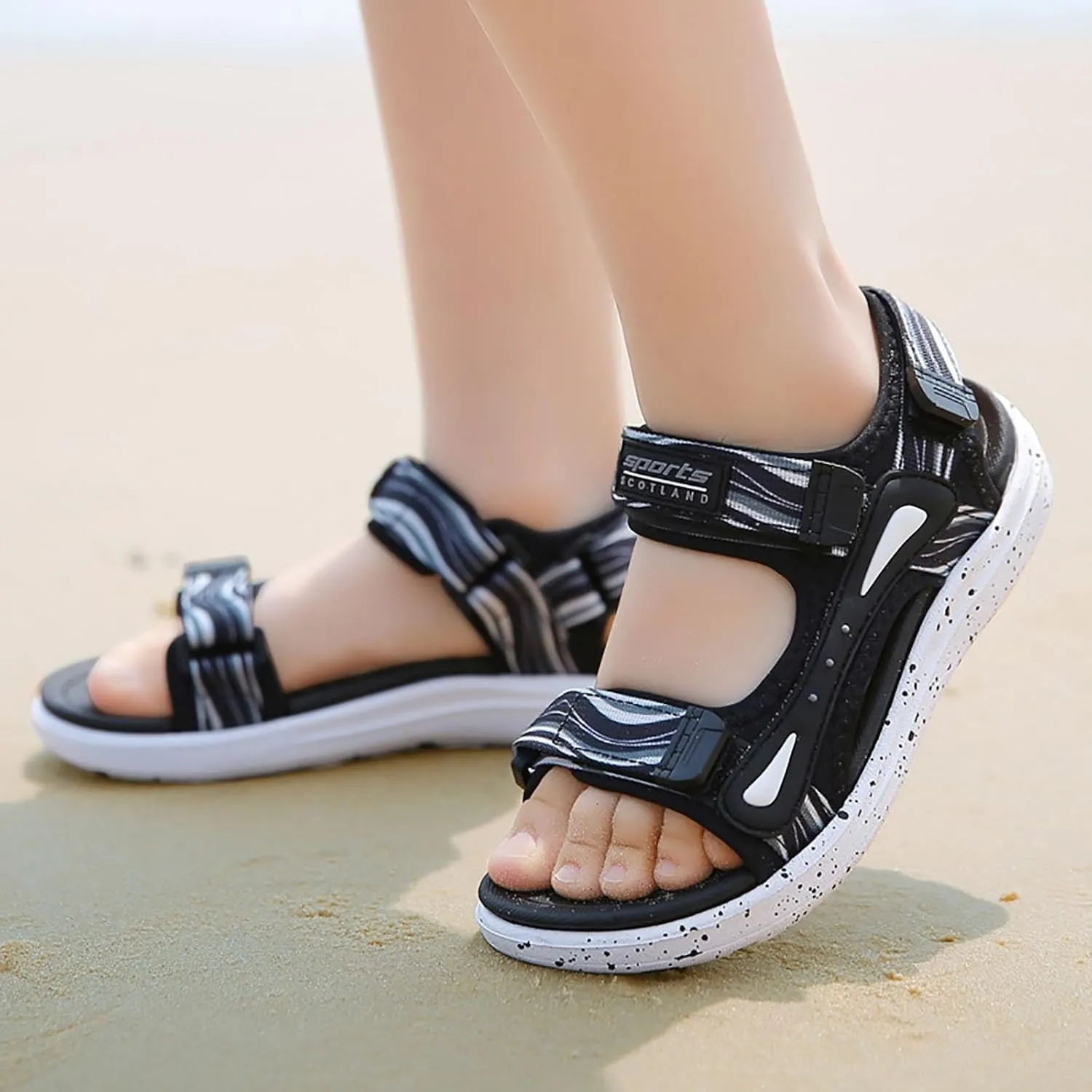 Boys' Sandals Kids Summer Fashion Open-toe Casual Shoes Adjustable Printed Straps Lightweight Outdoor Beach Sandals