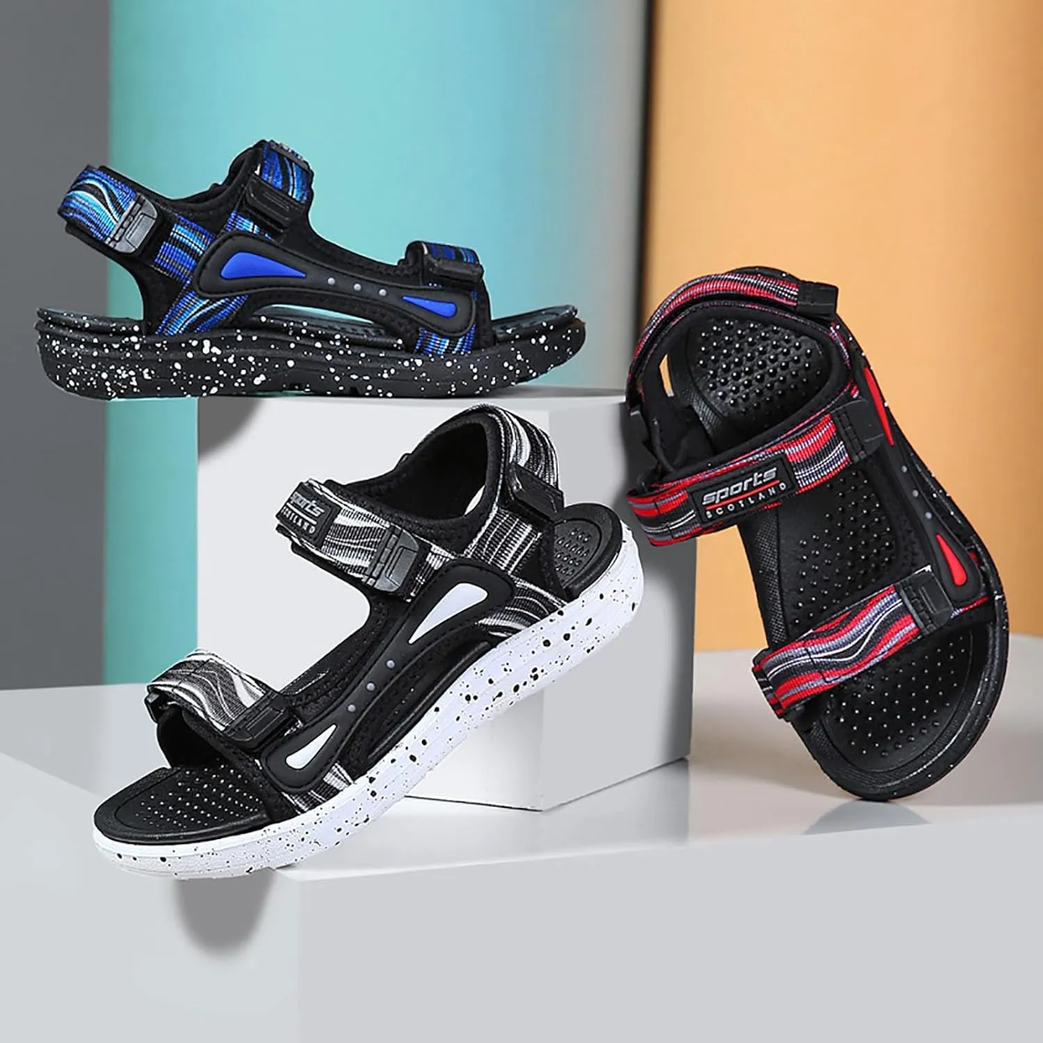 Boys' Sandals Kids Summer Fashion Open-toe Casual Shoes Adjustable Printed Straps Lightweight Outdoor Beach Sandals