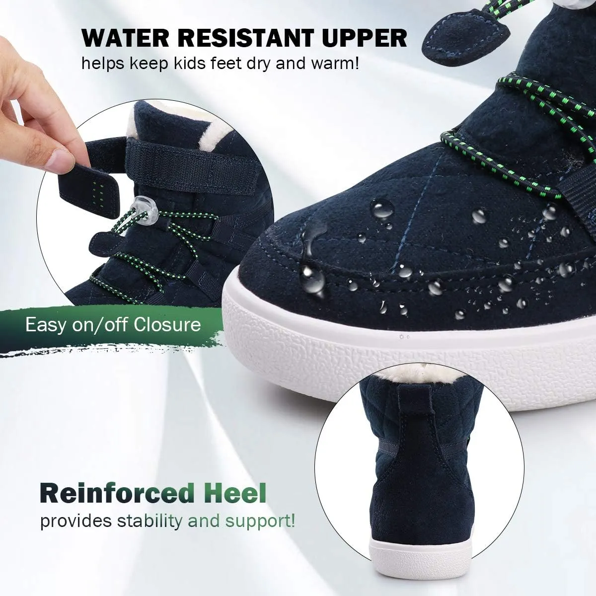 Boys Snow Boots Boys Winter Boots for Kids Waterproof Winter Snow Boots for Boys Warm Fur Lined Slip Resistant Outdoor (Toddler/Little Boys)