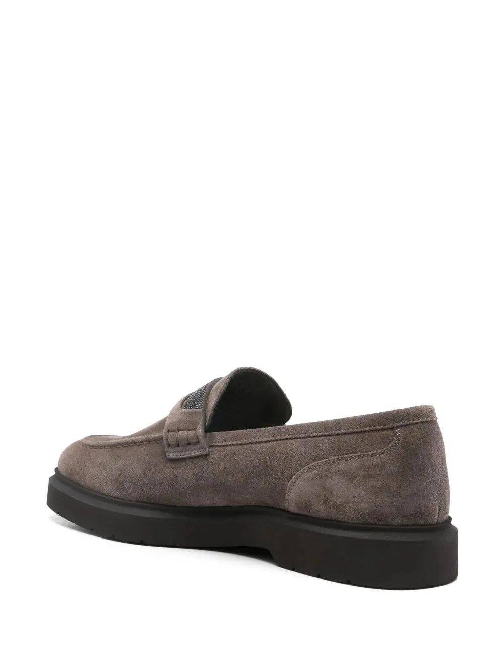 Brunello Cucinelli Monili Chain-Detail Loafers Pepper Grey