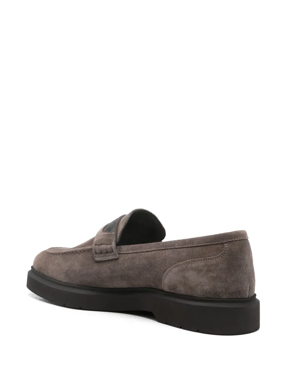 Brunello Cucinelli Monili Chain-Detail Loafers Pepper Grey
