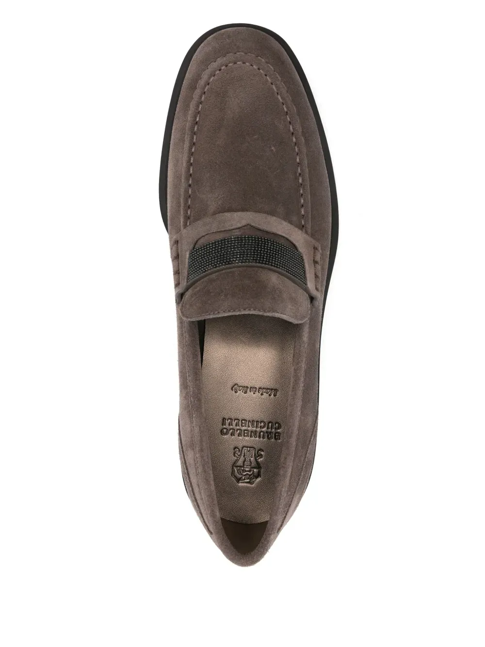 Brunello Cucinelli Monili Chain-Detail Loafers Pepper Grey