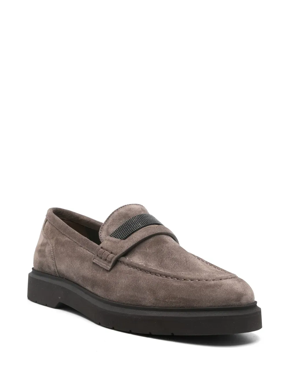 Brunello Cucinelli Monili Chain-Detail Loafers Pepper Grey