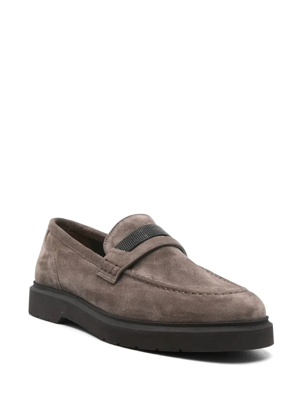 Brunello Cucinelli Monili Chain-Detail Loafers Pepper Grey