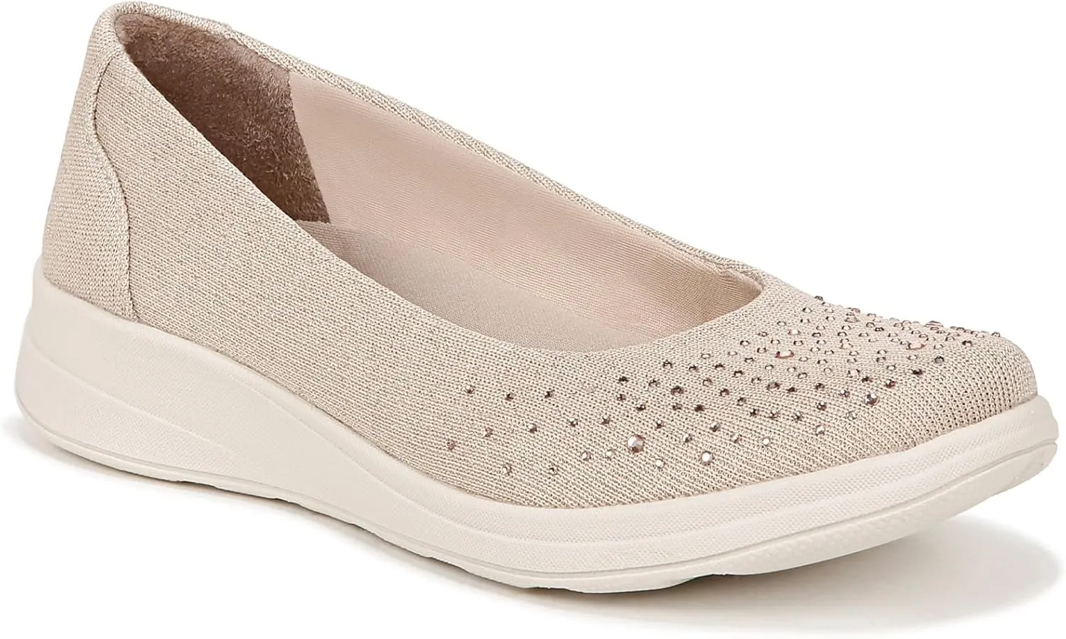 BZees Womens Golden Bright Machine Washable Slip On Loafer Beige