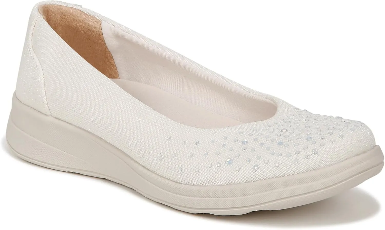 BZees Womens Golden Bright Machine Washable Slip On Loafer White