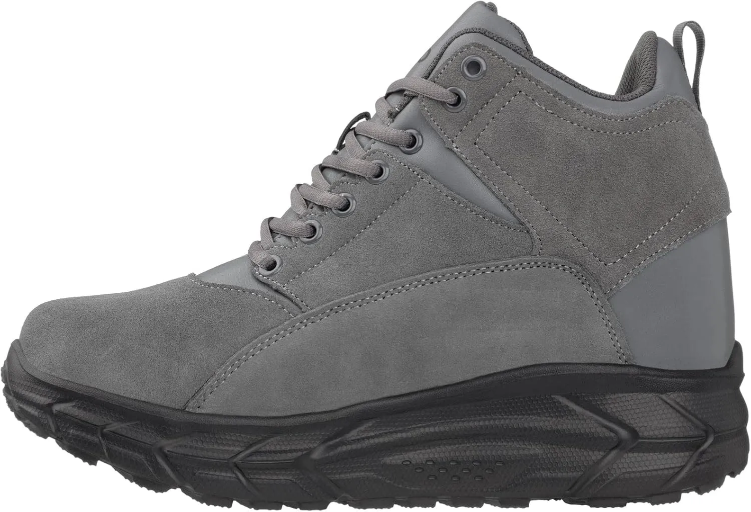 CALTO Men's Invisible Height Increasing Elevator Shoes - Grey Lace-up High-Top Hiking Style Sneaker Boots - 4 Inches Taller - S22800 - Size 7 D(M) US