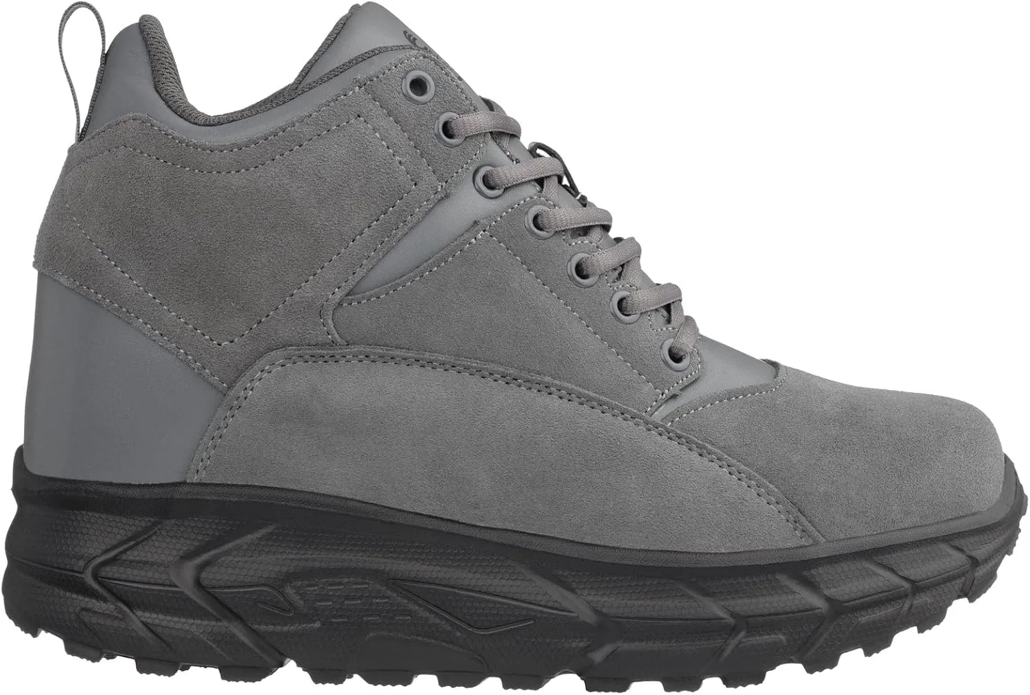 CALTO Men's Invisible Height Increasing Elevator Shoes - Grey Lace-up High-Top Hiking Style Sneaker Boots - 4 Inches Taller - S22800 - Size 7 D(M) US