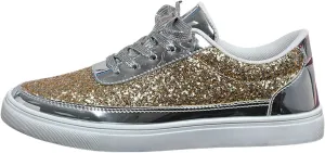 Casual Thick Soled Sneakers New Glossy Fashion Women's Shoes Low Cut Lace Up Flat Shoes Floral Heels Shoes for Women