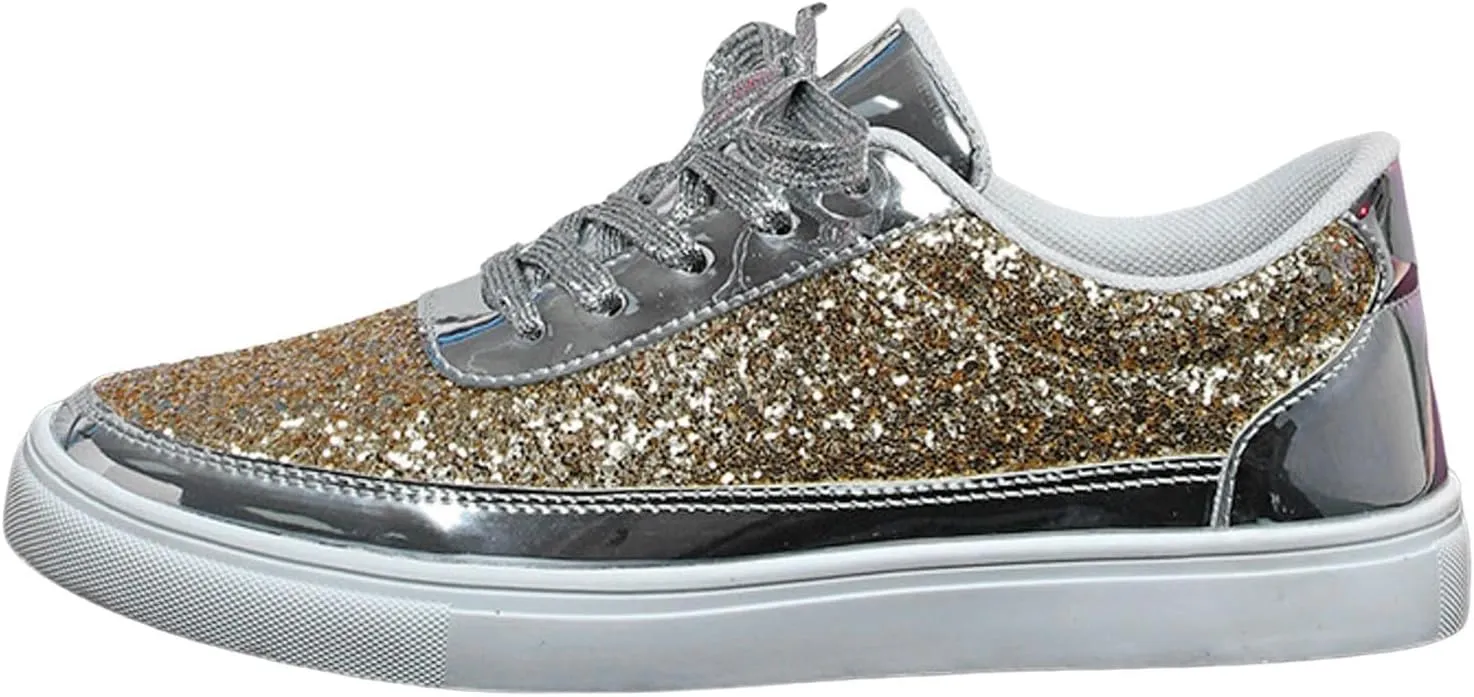 Casual Thick Soled Sneakers New Glossy Fashion Women's Shoes Low Cut Lace Up Flat Shoes Floral Heels Shoes for Women