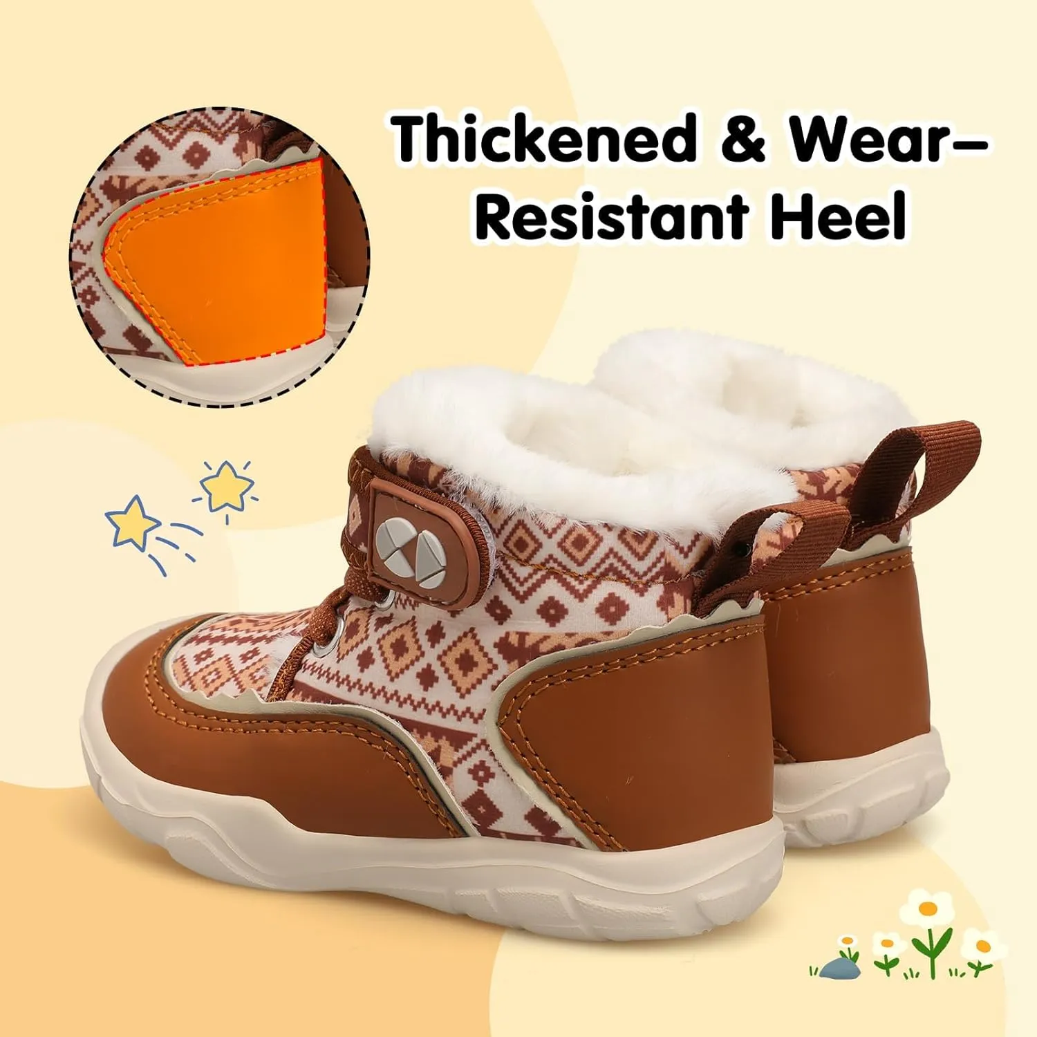 Centipede Demon Toddler Boots Boys Girls Winter Boots Waterproof Fleece Kids Snow Boots Faux Fur Booties Warm Walking Shoes for Indoor Outdoor