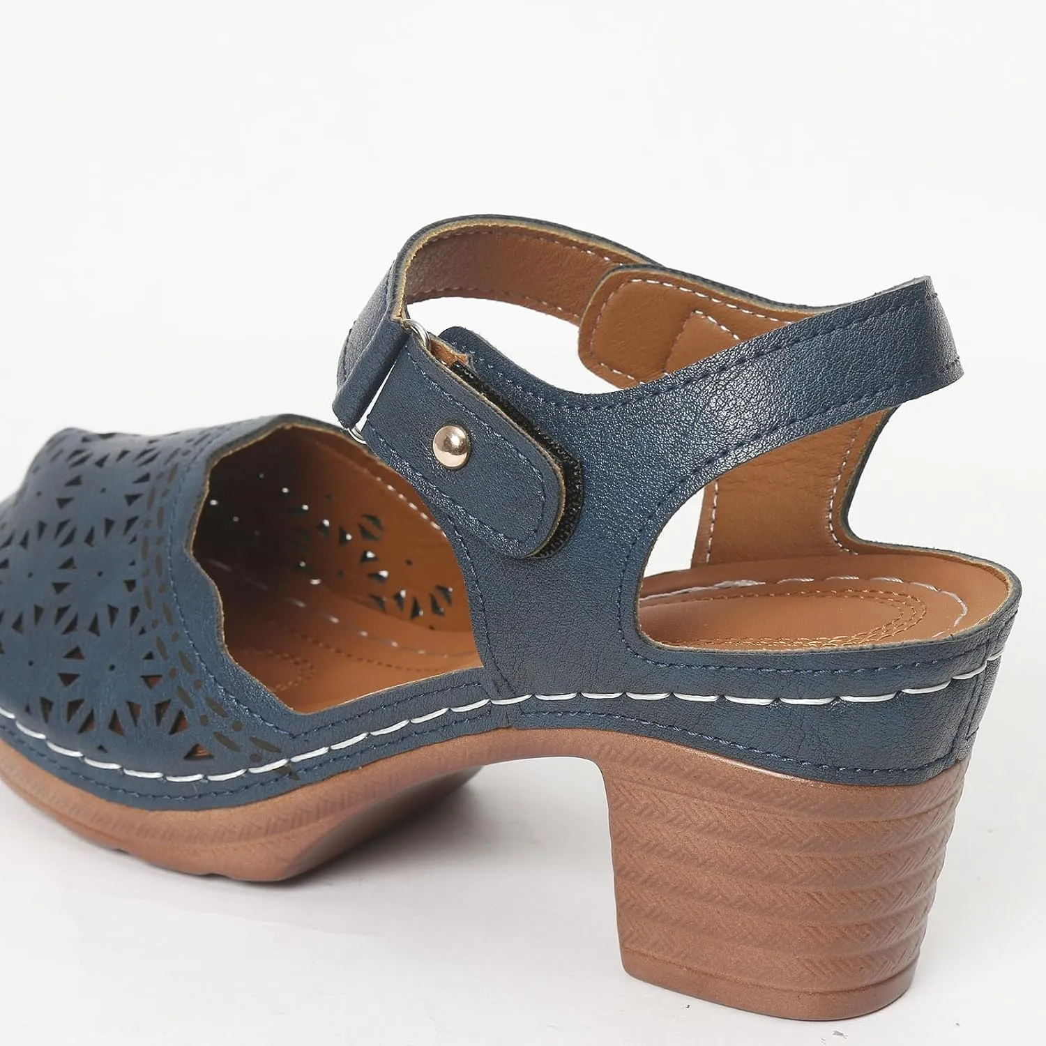 Chunky Heels for Women, Womens Closed Toe Sandals Dressy Comfortable Orthopedic Platform Wedges High Block Heels Ankle Strap Flower Sandals Dress Summer Shoes
