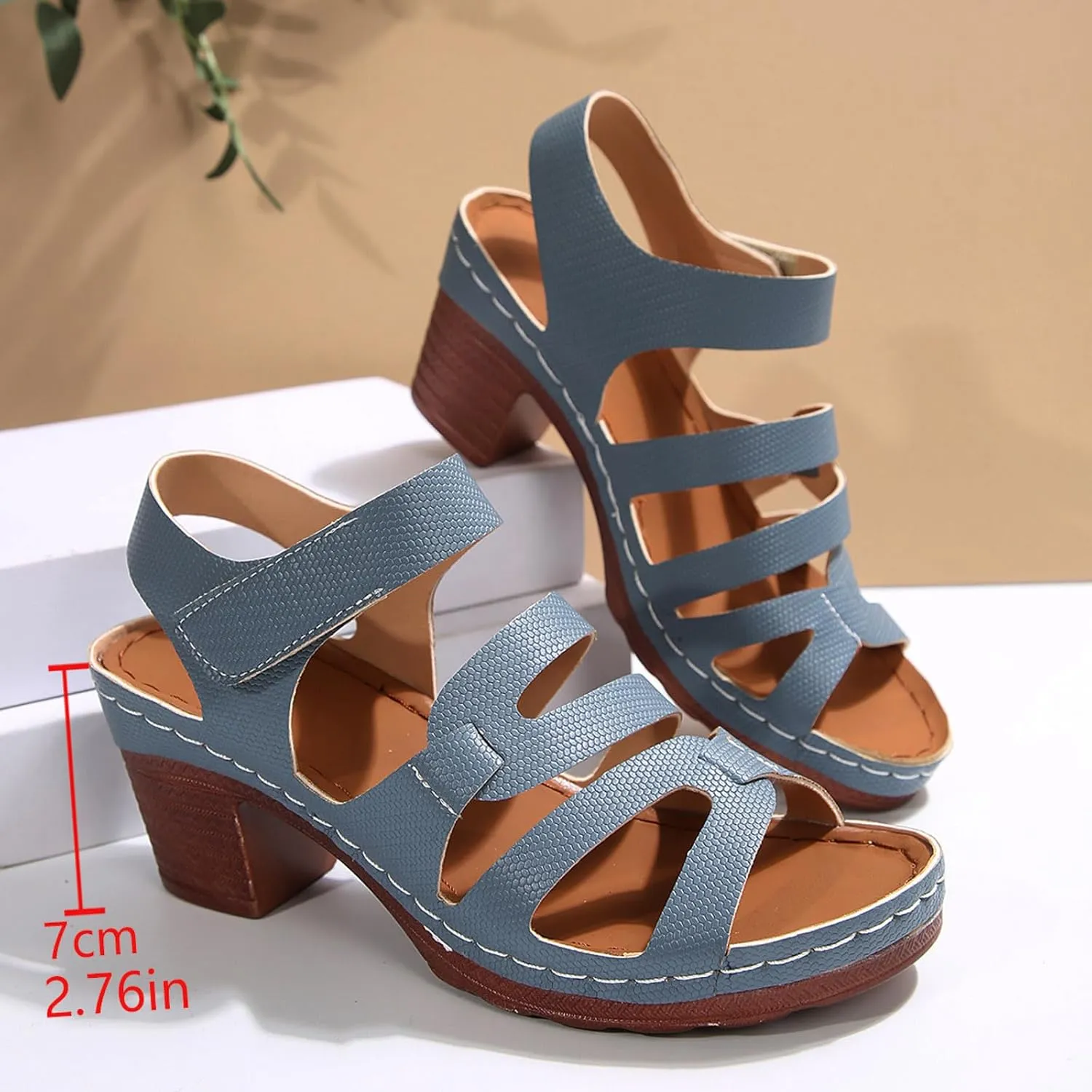 Chunky Heels for Women, Womens Orthopedic Platform Wedge Sandals Dressy Summer Comfortable High Block Heels Ankle Strap Strappy Sandals Dress Shoes for Party Wedding Working