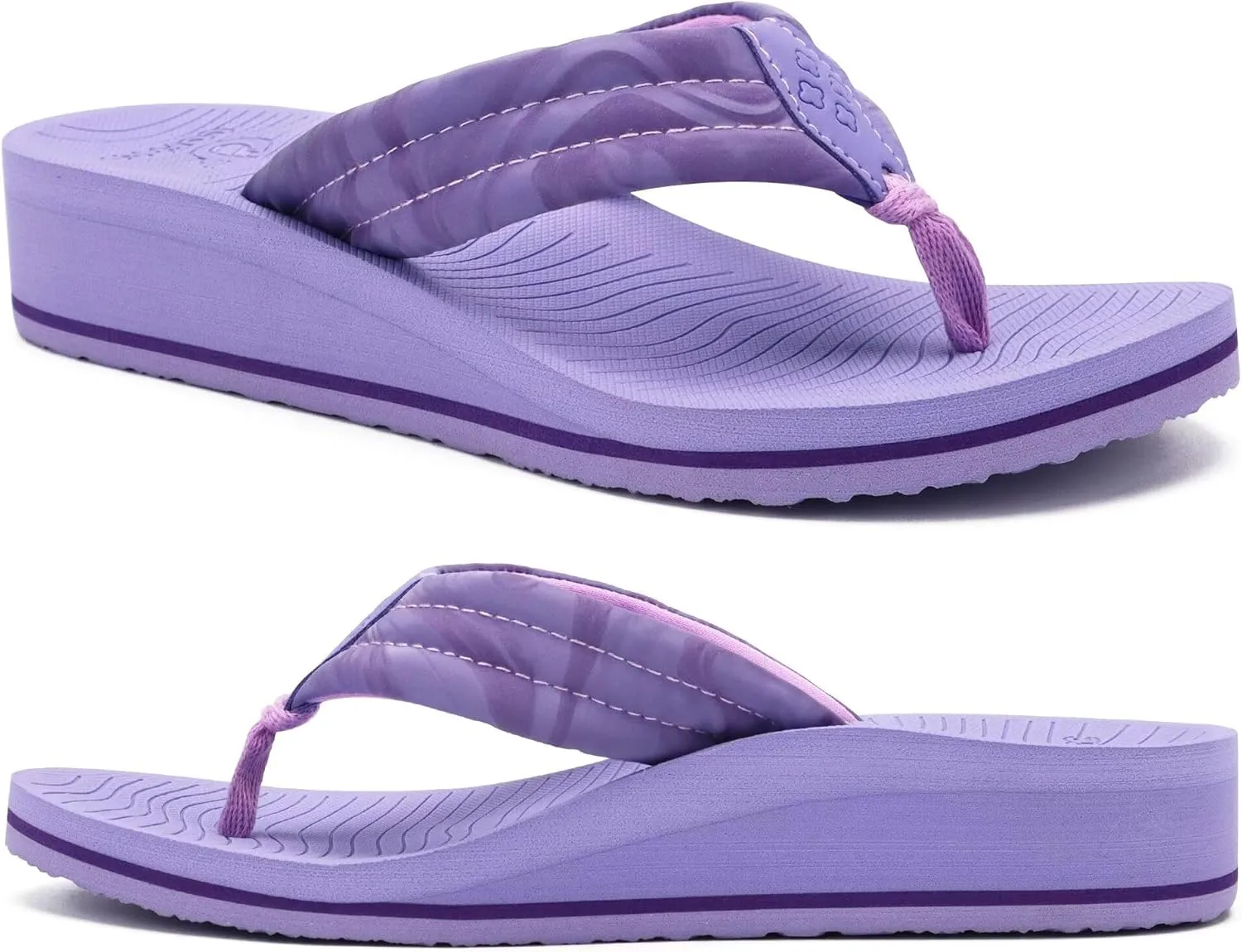COFACE Women’s Flip Flops with Comfortable Arch Support Ladies Dressy Lightweight Wedge Flip-Flops Summer Soft Yoga Mat Platform Thong Sandals for Beach, Purple Size 8