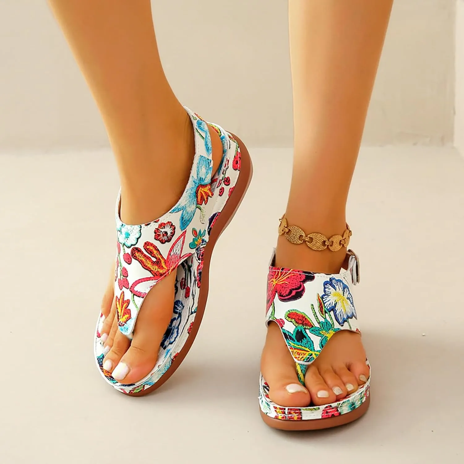 Color Block Dressy Flat Sandals for Women Beach Graphic Work Office Spring Casual Summer Flip Flops Ladies 2024 Falt