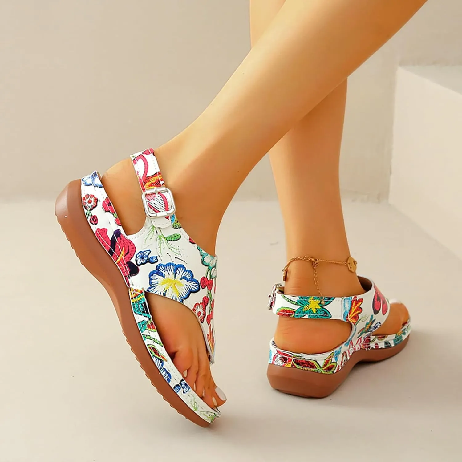 Color Block Dressy Flat Sandals for Women Beach Graphic Work Office Spring Casual Summer Flip Flops Ladies 2024 Falt
