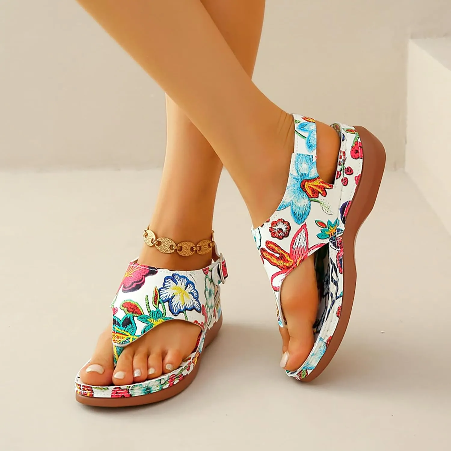 Color Block Dressy Flat Sandals for Women Beach Graphic Work Office Spring Casual Summer Flip Flops Ladies 2024 Falt
