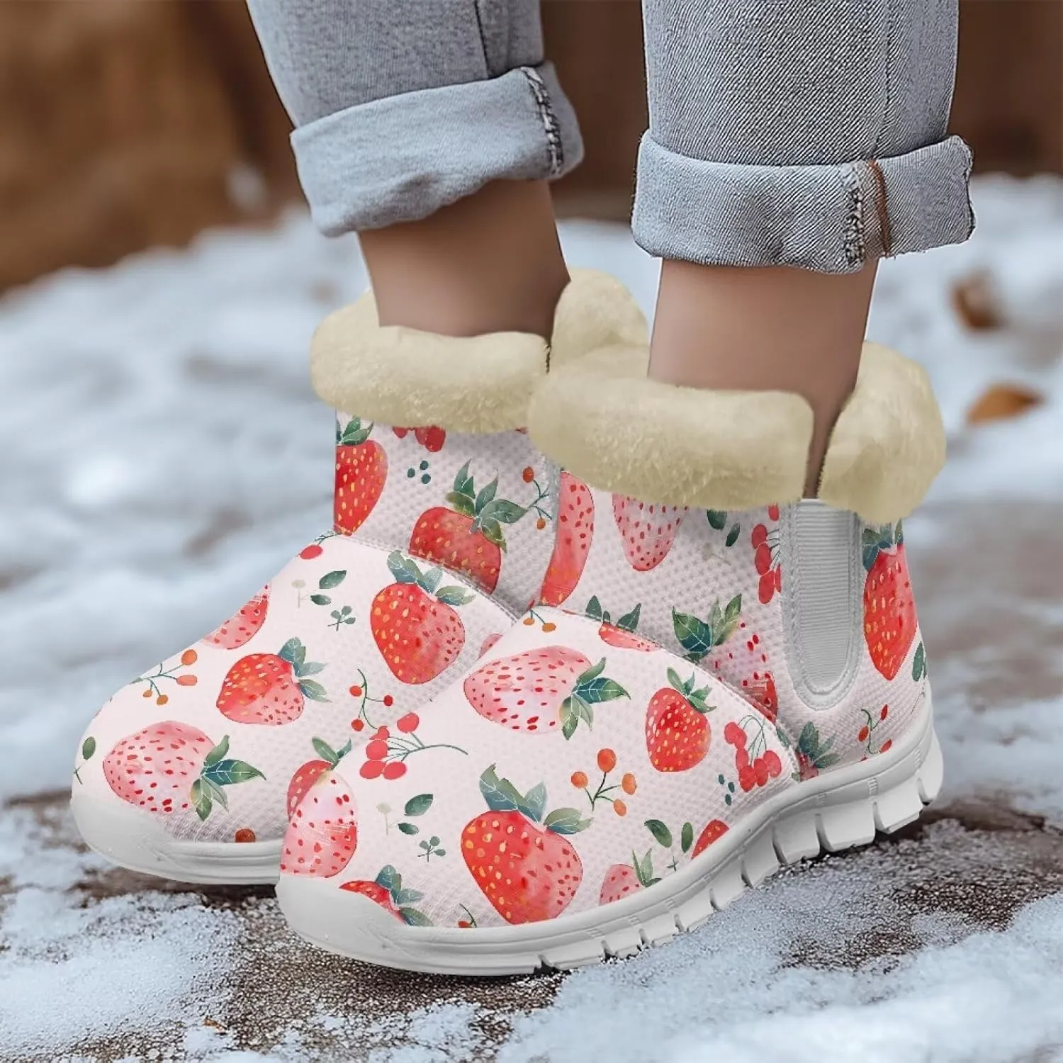 Coloranimal Winter Boots for Women Snow Boots Womens Ankle Boots Warm Fur Lined Winter Shoes Warm Booties Fashion Snow Shoes