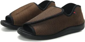 Comfortable Casual Arch Support Sneakers，Summer Extra Wide Open Toe Sandals, Adjustable Arthritis Edema Slippers for Seniors,Brown,45