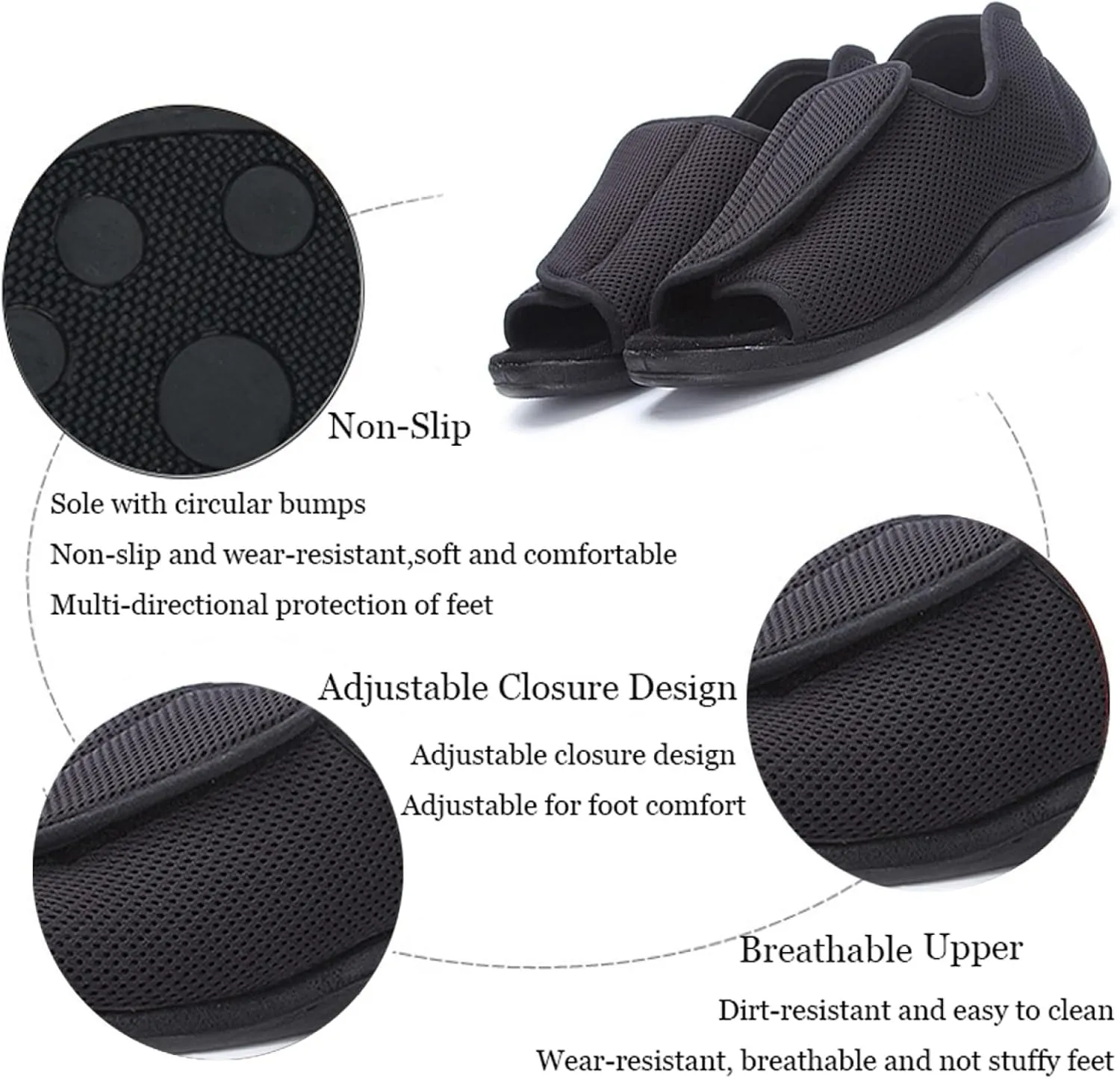 Comfortable Casual Arch Support Sneakers，Summer Extra Wide Open Toe Sandals, Adjustable Arthritis Edema Slippers for Seniors,Brown,45
