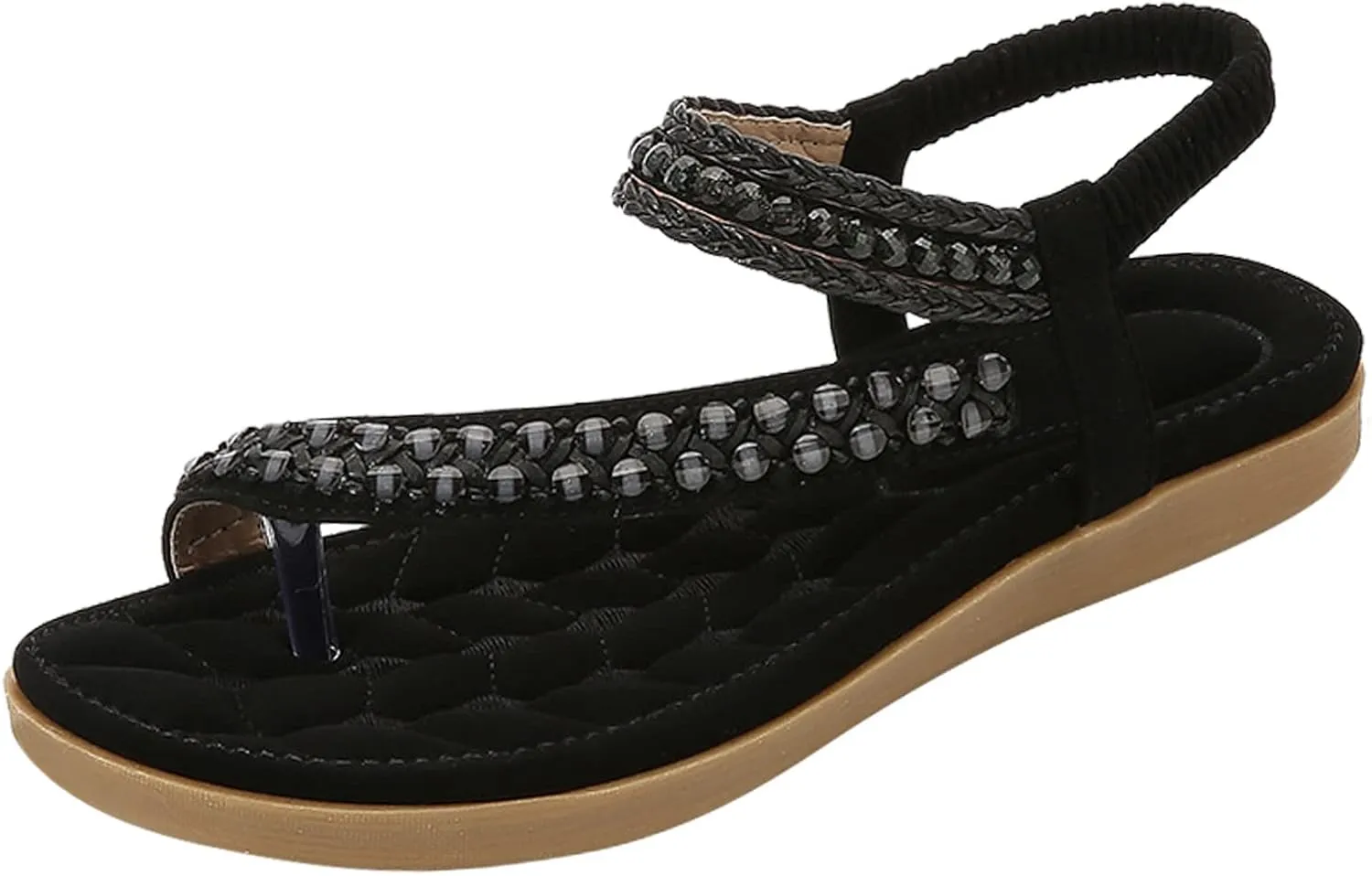 Comfortable Sandals for Women Summer Dressy Walking Flats Shoes T-Strap Bohemian Casual Flip Flops Beach Thong Sandal