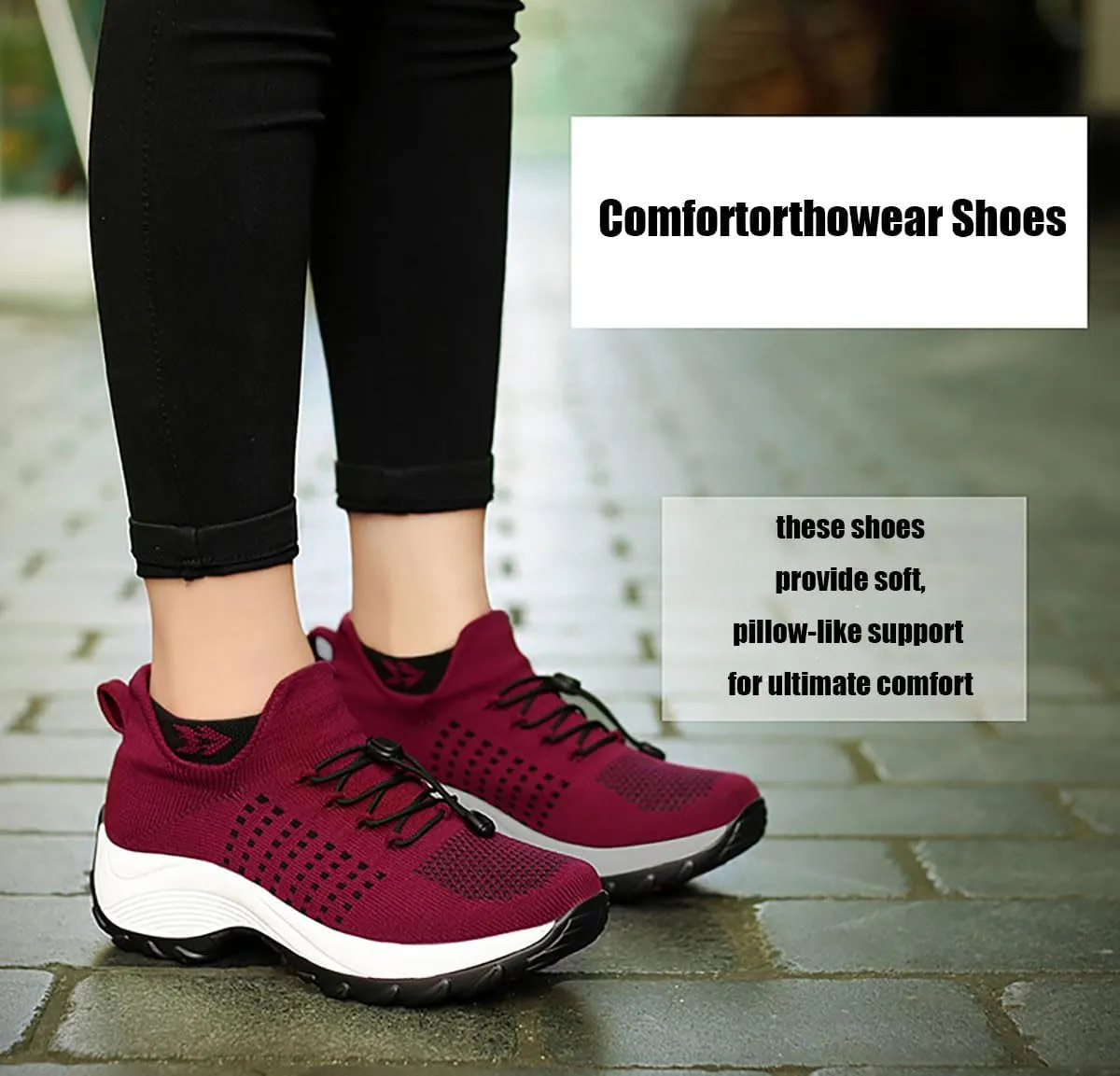 Comfortwear Ortho Shoes for Women Plantar Fasciitis, Non Slip Comfort Wear Orthowear Sneakers, Wide Width