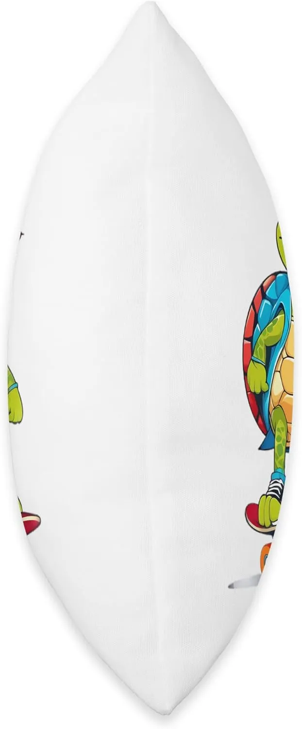 Cool Skateboarding Turtle with Cap – Fun Animal Character Throw Pillow