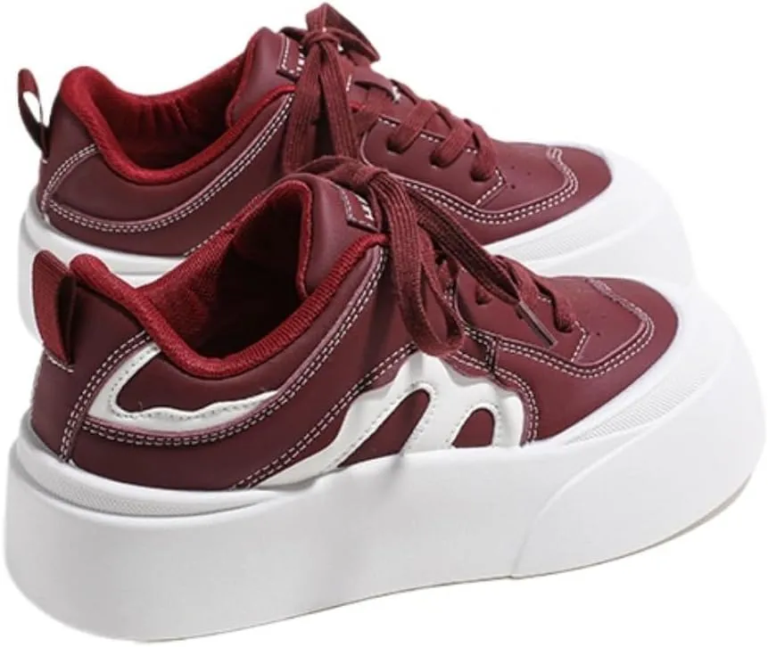 Cream Korean Chunky Sneakers, Kawaii Academy Style, White Cloud Sole with Hidden Heel Lift, Athletic Shoes for Women Outfit for Travel, Trendy Gift for Daughter