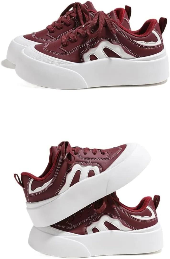 Cream Korean Chunky Sneakers, Kawaii Academy Style, White Cloud Sole with Hidden Heel Lift, Athletic Shoes for Women Outfit for Travel, Trendy Gift for Daughter