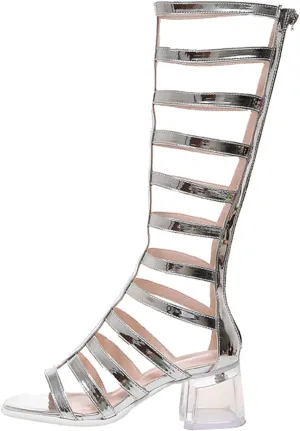 Crepuscute Women's Open Toe Knee High Flat Roman Gladiator Sandals,Summer Beach High Top Zip Back Casual Sandals Outdoor party travel sexy wedge Long Boots
