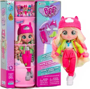 Cry Babies BFF Hannah Fashion Doll with 9  Surprises Including Outfit and Accessories for Fashion Toy, Girls and Boys Ages 4 and Up, 7.8 Inch Doll, Multicolor