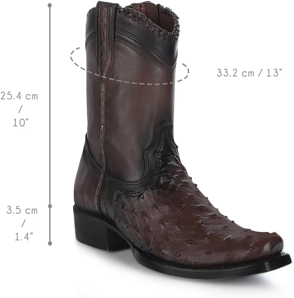 Cuadra Men's Engraved Exotic Leather Western Boot Dark Brown 1J3DA1
