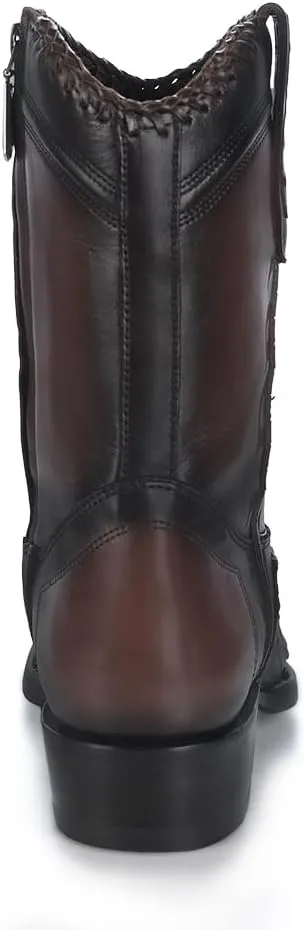 Cuadra Men's Engraved Exotic Leather Western Boot Dark Brown 1J3DA1
