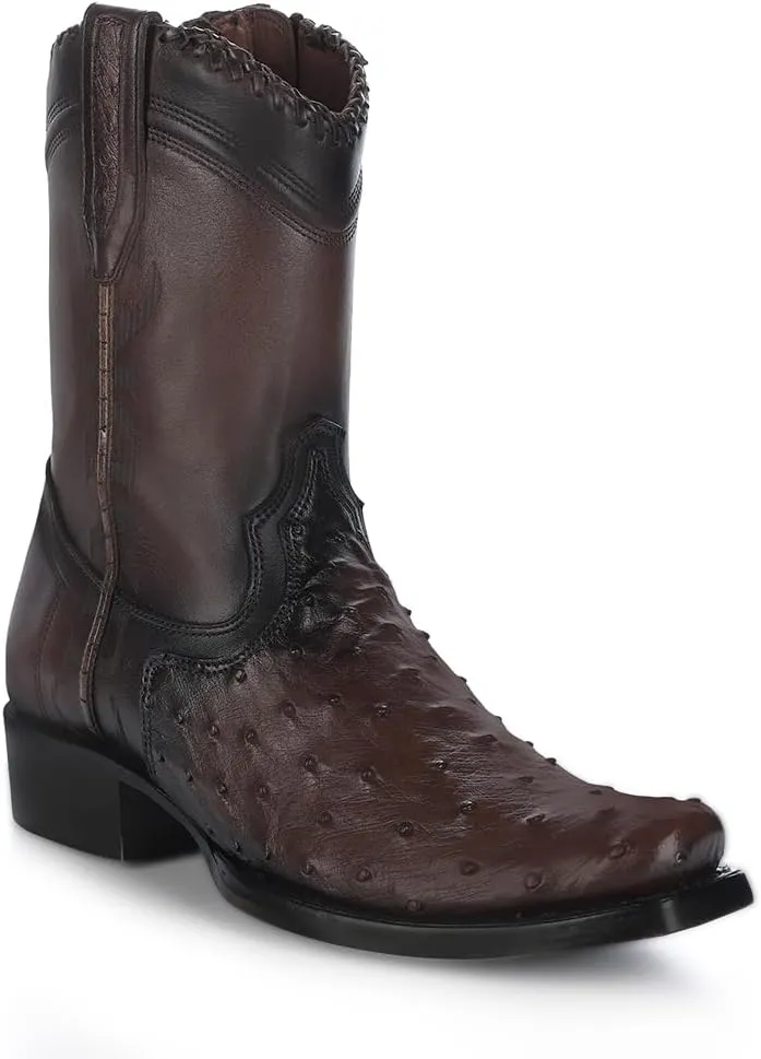 Cuadra Men's Engraved Exotic Leather Western Boot Dark Brown 1J3DA1