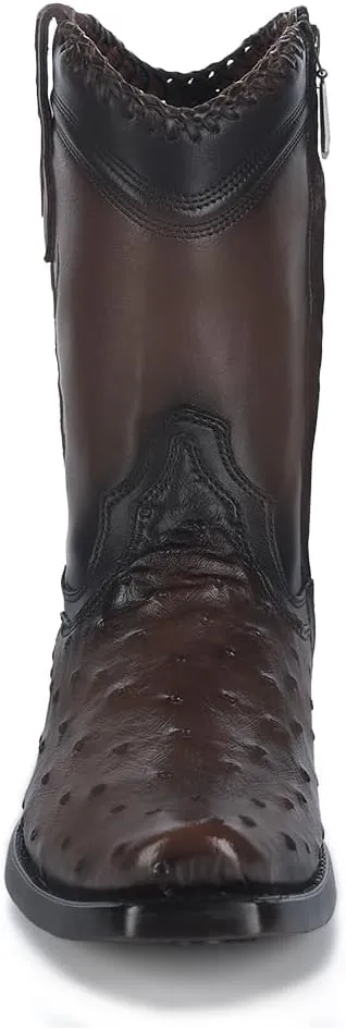 Cuadra Men's Engraved Exotic Leather Western Boot Dark Brown 1J3DA1