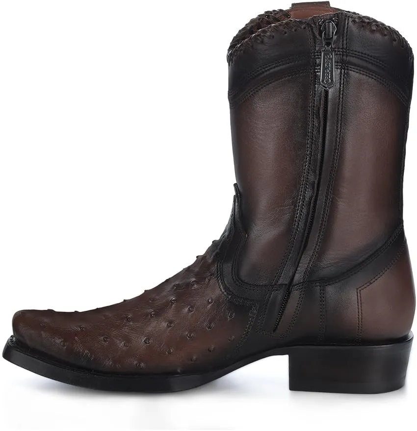 Cuadra Men's Engraved Exotic Leather Western Boot Dark Brown 1J3DA1