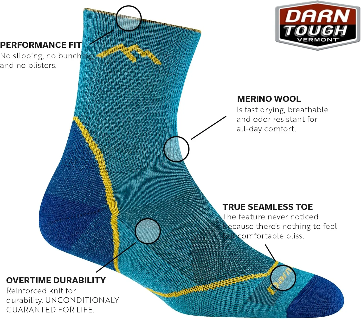Darn Tough Vermont Light Hiker Jr. Micro-Crew Hiking Socks for Boys - Lightweight Cushioned Boys Socks, Style 3023
