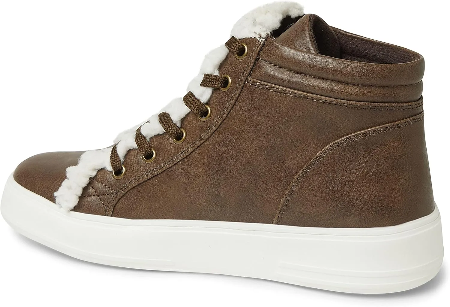 Dearfoams Women's Original Comfort Outside Zip & Lace Bootie with Faux Fur Detail Platform