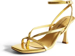 DREAM PAIRS Women's Low Kitten Heels Strappy Design with Lace Up Open Square Toe Thong Ankle Strap Shoes Fashionable Sexy Sylvestra Heeled Sandals for Dressy Occasions