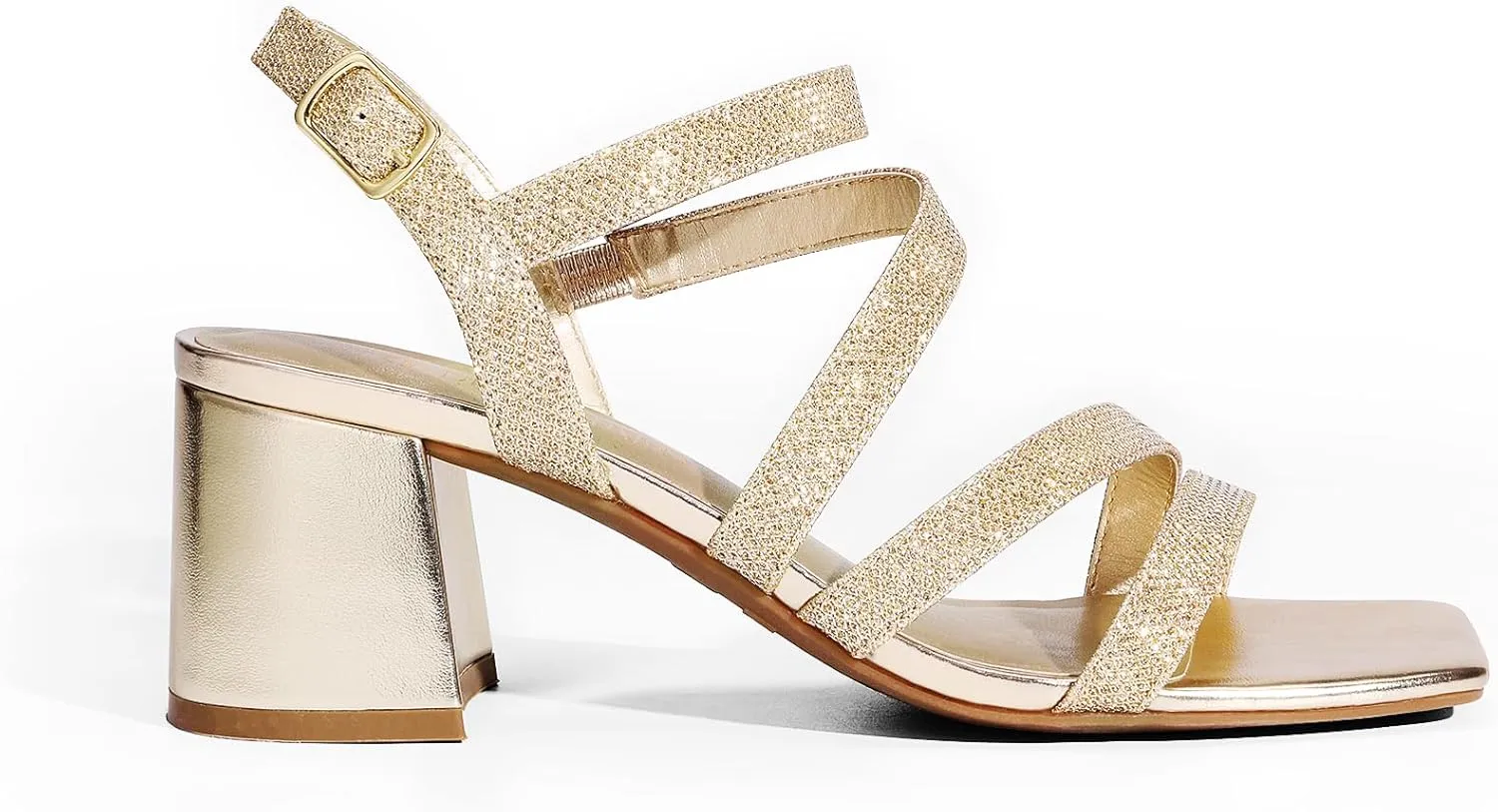 DREAM PAIRS Women's Strappy Chunky Heels Low Block Square Open Toe Sandals Dress Party Shoes