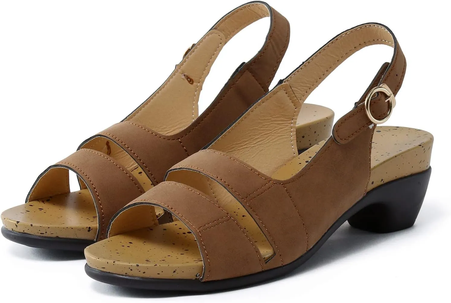 Eduavar Women's Dressy Fashion Sandals - Leopard Print Wedge Open Toe Flat