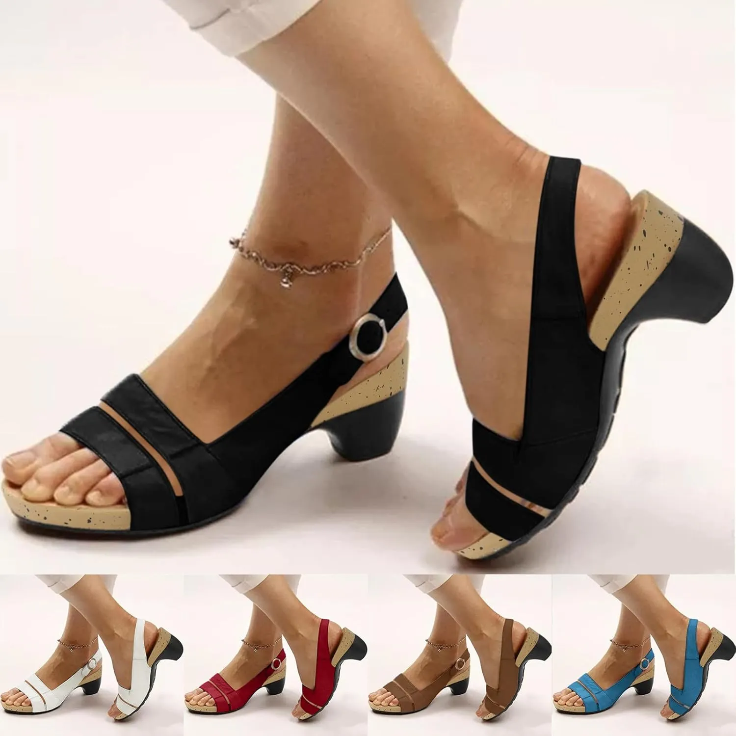 Eduavar Women's Dressy Fashion Sandals - Leopard Print Wedge Open Toe Flat