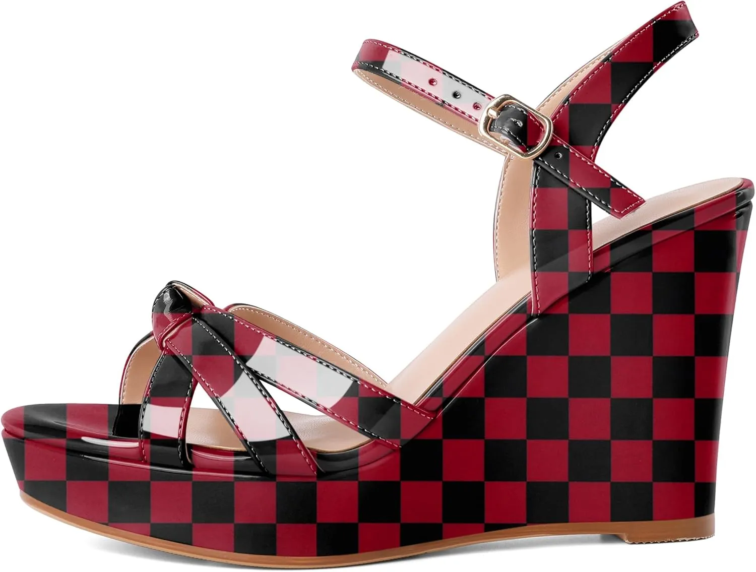 Eldof Womens Wedge Heels Open Toe Ankle Strap High Heel Platform Wedges Sandals 4 Inches