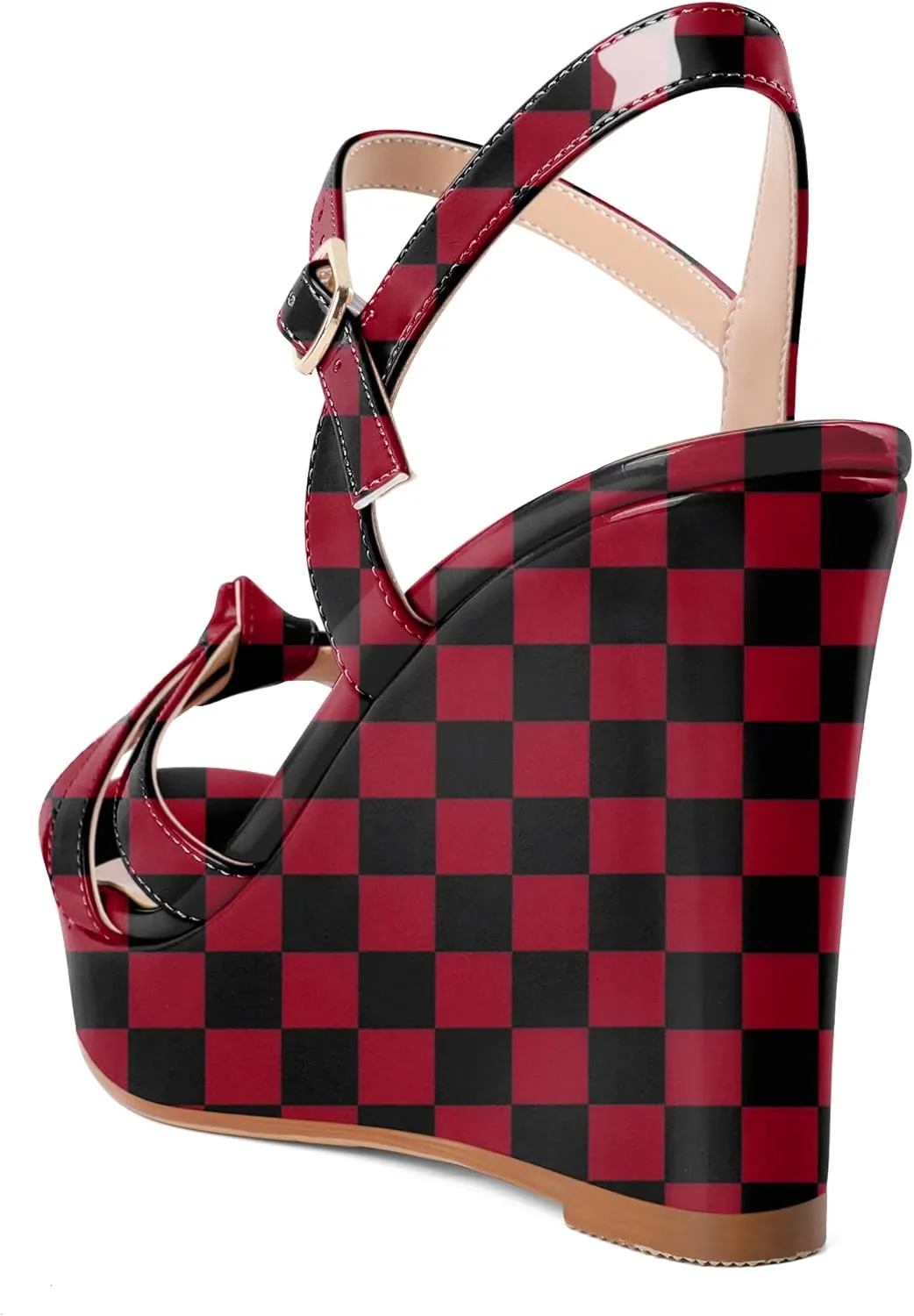 Eldof Womens Wedge Heels Open Toe Ankle Strap High Heel Platform Wedges Sandals 4 Inches