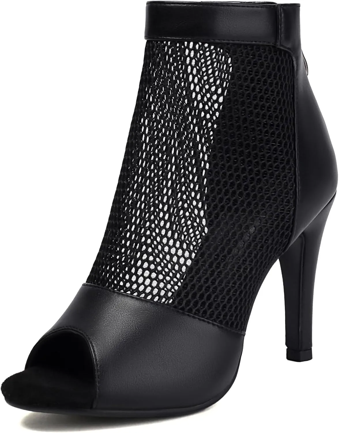 Fashion Peep Toe Mesh Air Snakeskin Booties Women Gladiator Summer Booties Open Toe Leopard Ankle Boots Stiletto High Heeled Dance Wedding Party Sandals