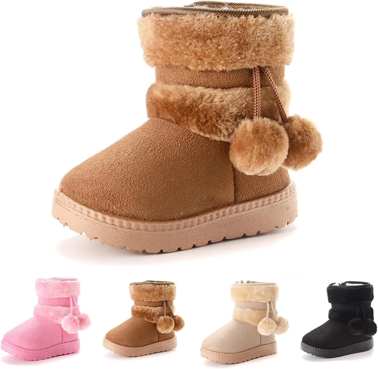 Fashion Winter Bowknot Platform Boots Kids Ankle Boots Toddler Kids Wool Lined Slippers Girls Boys Outdoor Warm Indoor Home Anti Slip Trendy Mini Boots