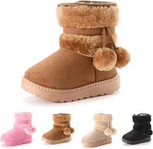 Fashion Winter Bowknot Platform Boots Kids Ankle Boots Toddler Kids Wool Lined Slippers Girls Boys Outdoor Warm Indoor Home Anti Slip Trendy Mini Boots